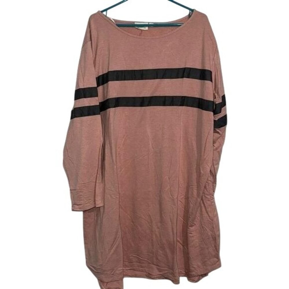 Plus Size Mind Matter Pink & Black Striped Tunic Top 3X Polyester/Rayon/Spandex